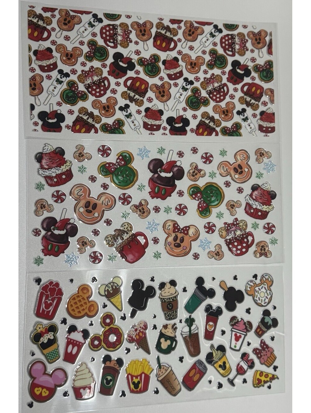 3 Cup Wraps Disney Holiday Snacks UV DTF Assorted Set NEW for 16 oz Cups